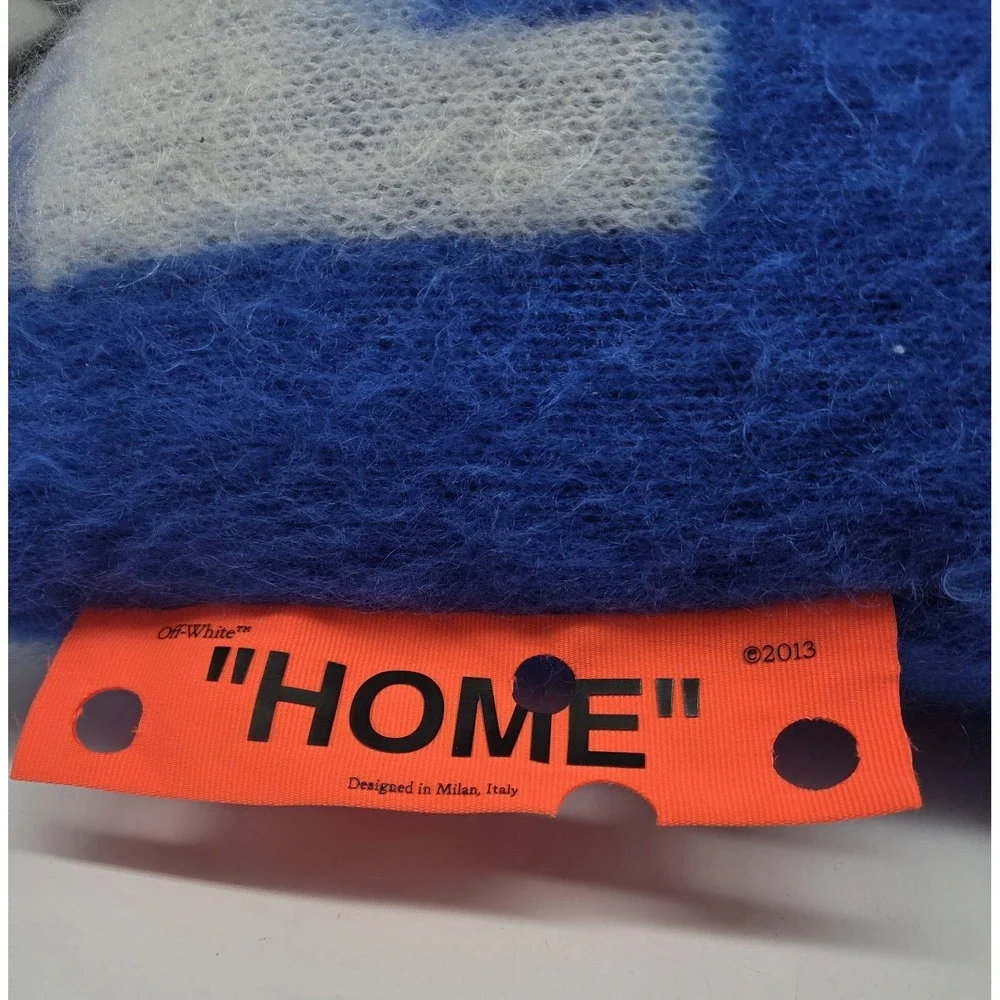 Off White HOME Mohair Blue‎ Pillow Arrow Graphic Made In Italy Virgil Abloh